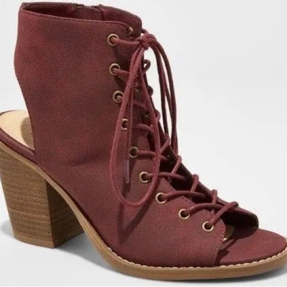 Lace Up Open-Toe Heels